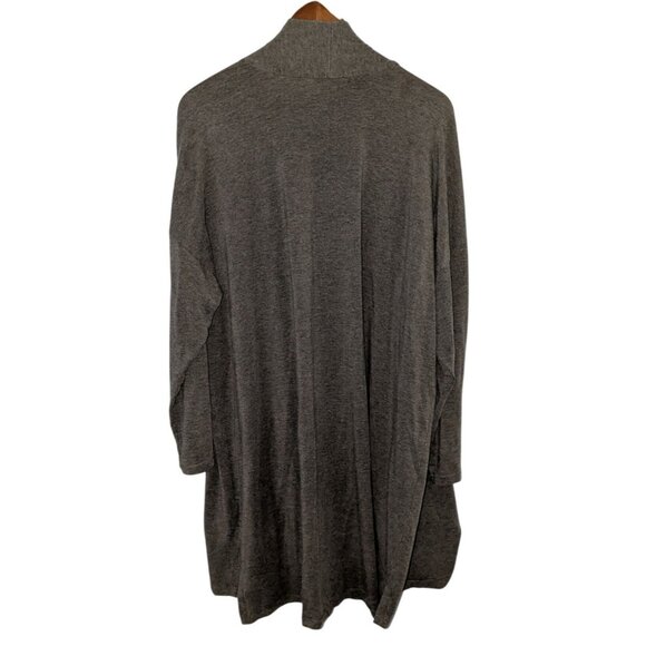 Eileen Fisher Womens Charcoal Gray Open Front Cardigan Pockets XL Relaxed Fit Li - Picture 2 of 11